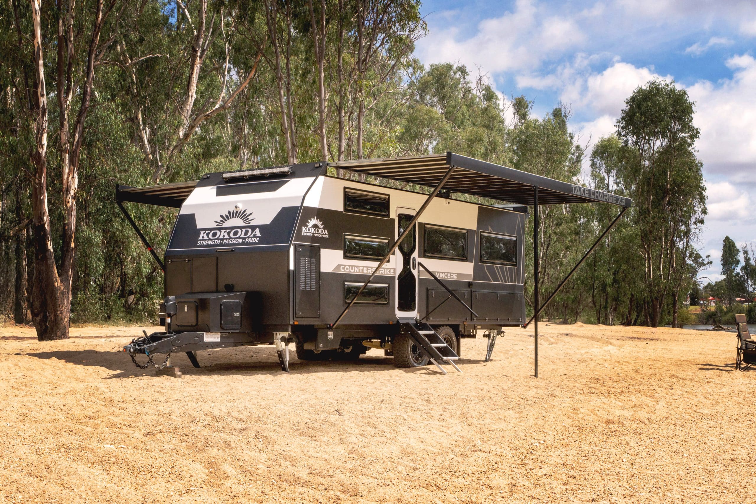 High Tech caravan on beach