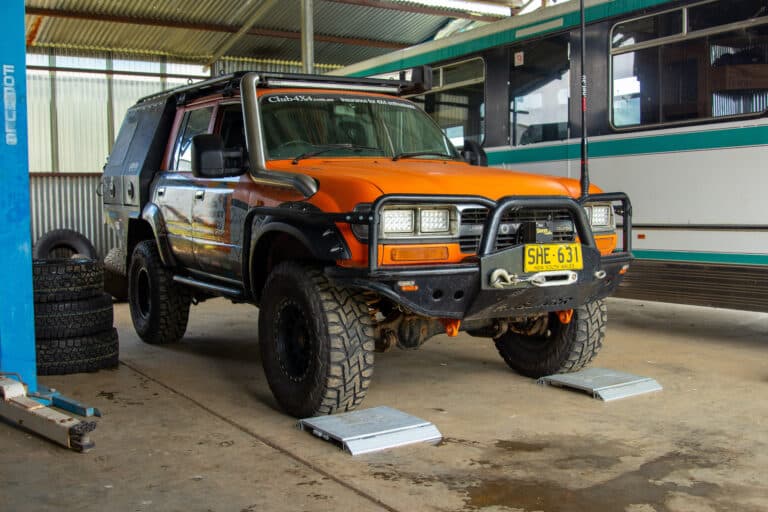 A Landcruiser undergoing weighing