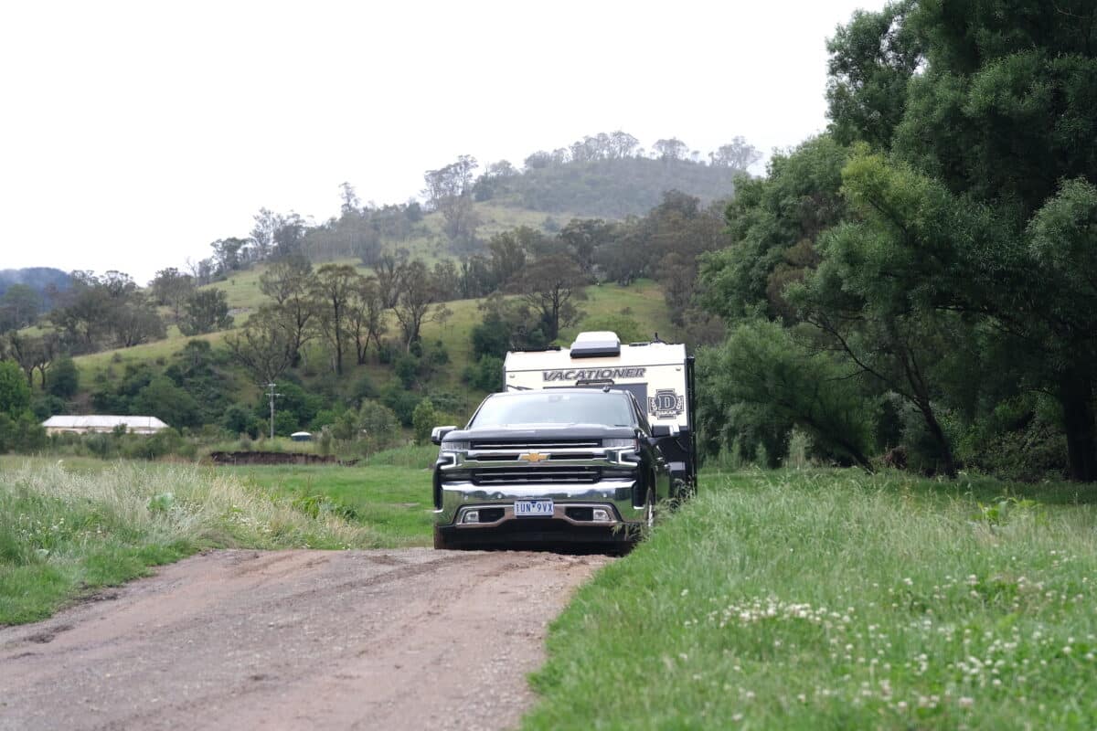A Silverado tows a Vacationer directly relates to the video's discussion about bringing caravans to explore the area
