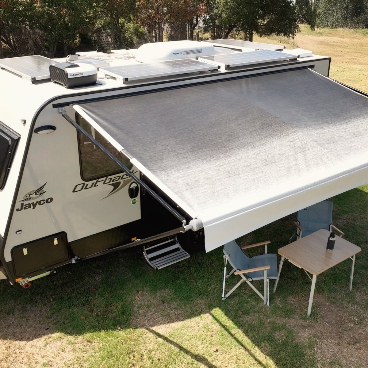 an aerial shot showing the Dometic Anti-Flap kit 