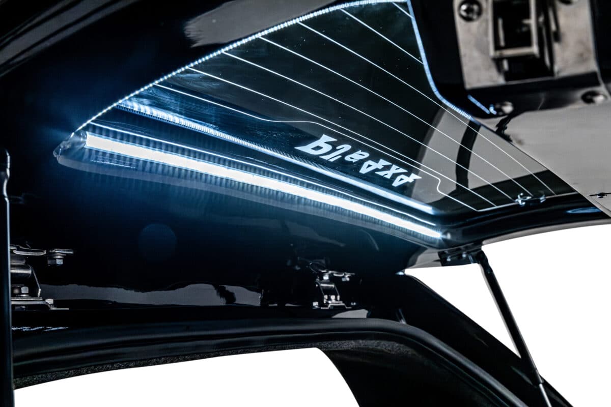 Close up of an LED lighting fitted on the PJs 4X4 ELITE V5 Canopy. Plug and play installation courtesy of Motherson Lumen