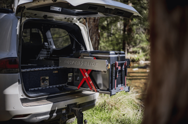 The compact, automated Clearview Power drop down fridge slide in action