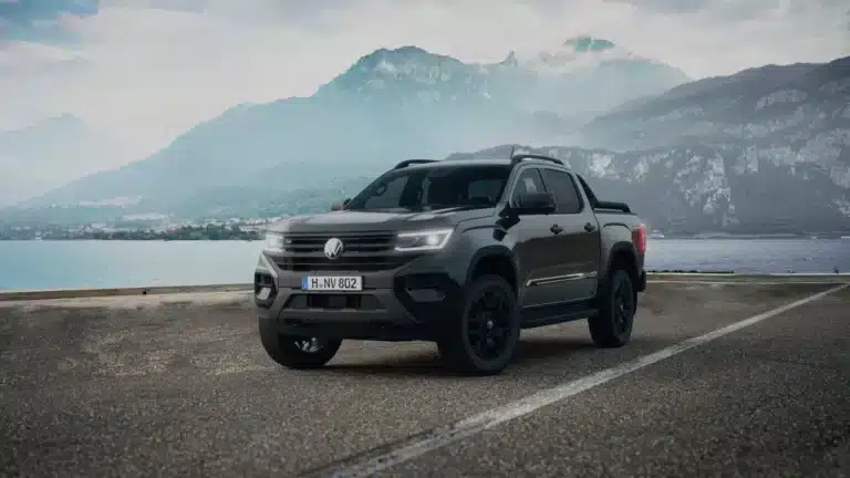 2026 Volkswagen Amarok Dark Label shown on an open road