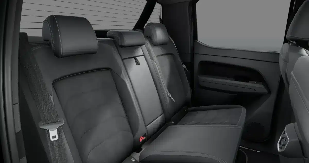 Rear seating area of the 2026 Volkswagen Amarok dual-cab ute