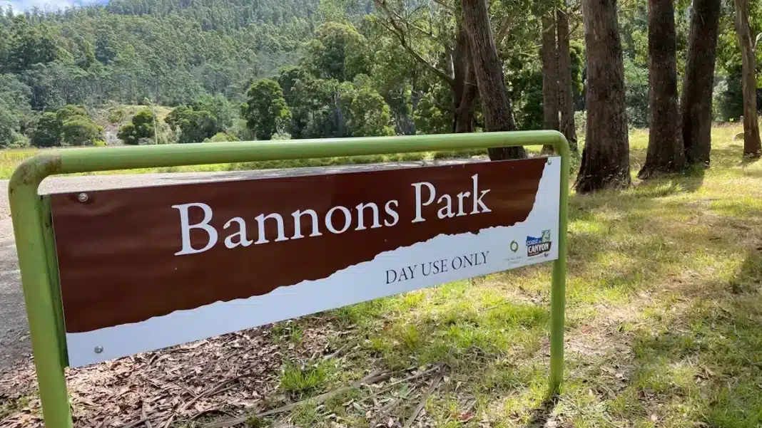 bannons-park-freedom-camping-central-coast-tas Bannons Park sign at a council-managed freedom camping site on Tasmania’s Central Coast