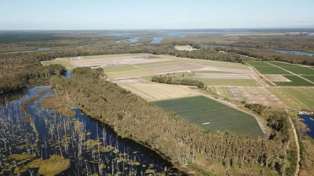 coochin-creek-rural-landscape-aerial Aerial view of rural land and waterways in the Coochin Creek area on the Sunshine Coast