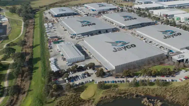 Aerial view of Jayco’s caravan manufacturing facility in Victoria, where the Australian RV maker produces caravans and motorhomes.