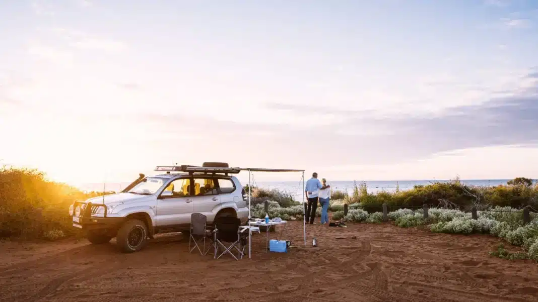 Four-wheel drive campsite near the Ningaloo Coast within a national park camping area included in the 2026 booking trial.