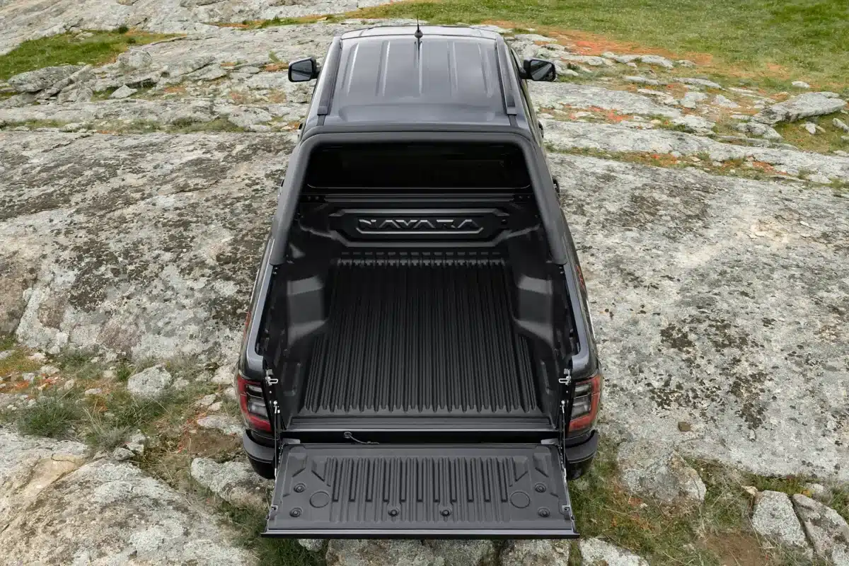 Nissan Navara tub liner with tailgate open