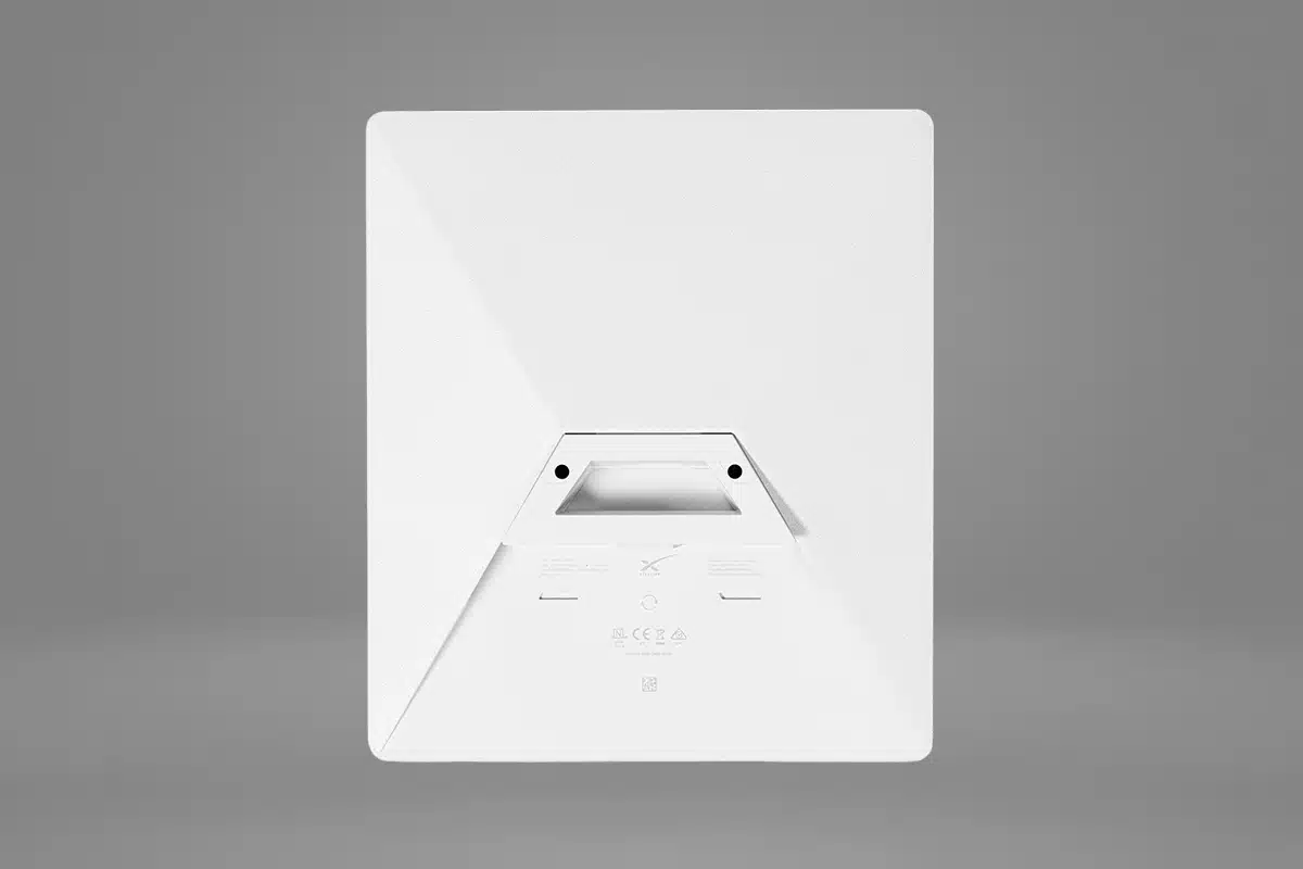 Rear view of Starlink Mini satellite dish showing mounting point and rear panel