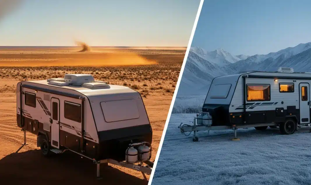 Caravan rooftop air conditioner tested in extreme heat and snow conditions