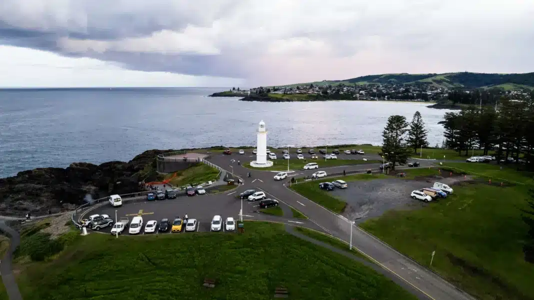 Kiama Lighthouse at Blowhole Point overlooking the South Coast shoreline