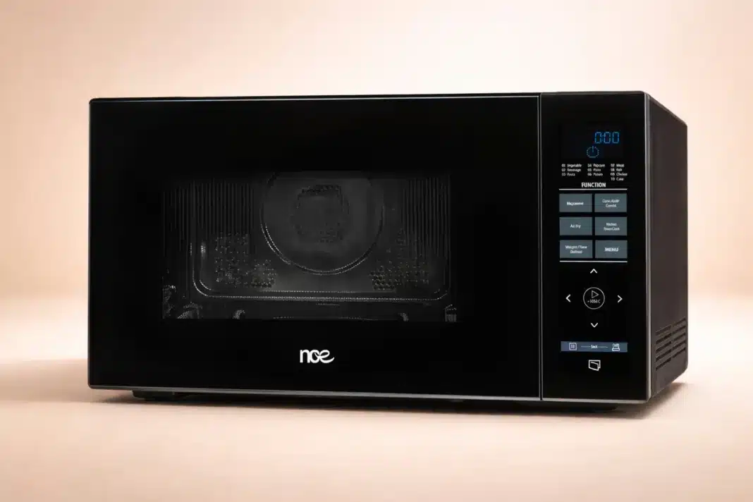 nce-29l-convection-microwave-front-view Front view of NCE 29L convection microwave showing glass door and digital touch control panel