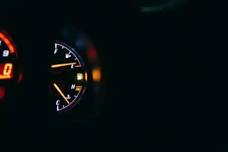 dark car dash withfuel light on