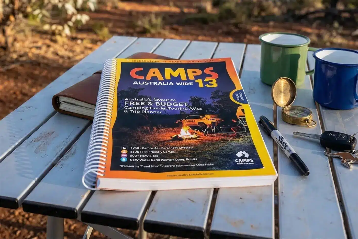 Camps Australia Wide guidebook used for planning caravan travel routes and stops