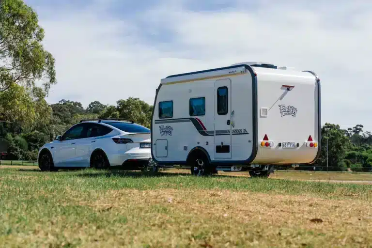 A Fantasy caravan on display, as imported models gain ground in Australia’s market.