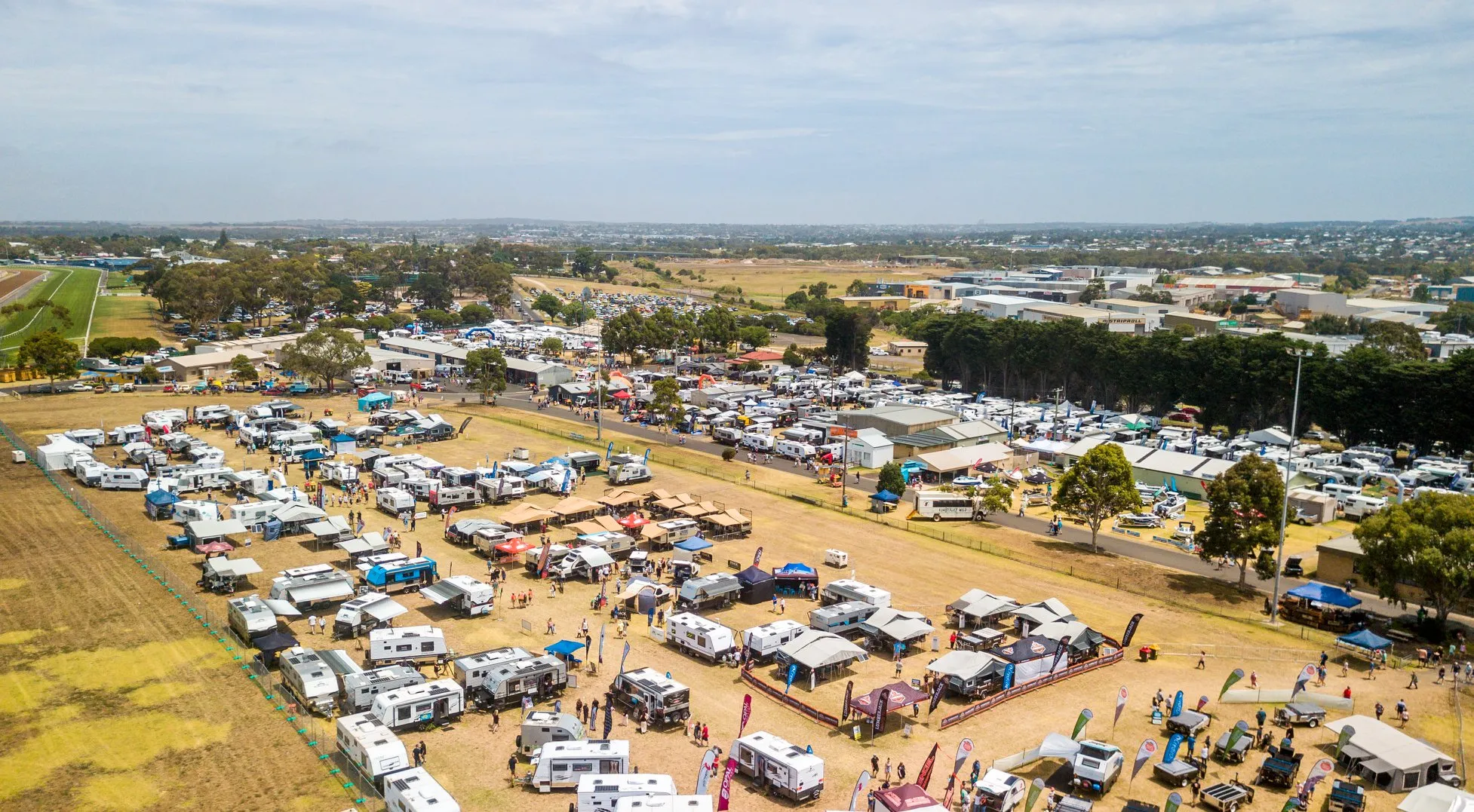 drone flying over australian caravan show