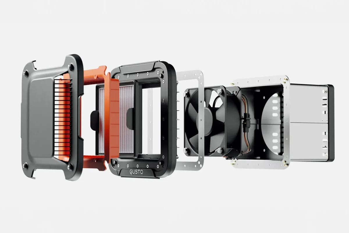 Internal parts of dust reduction system deconstructed