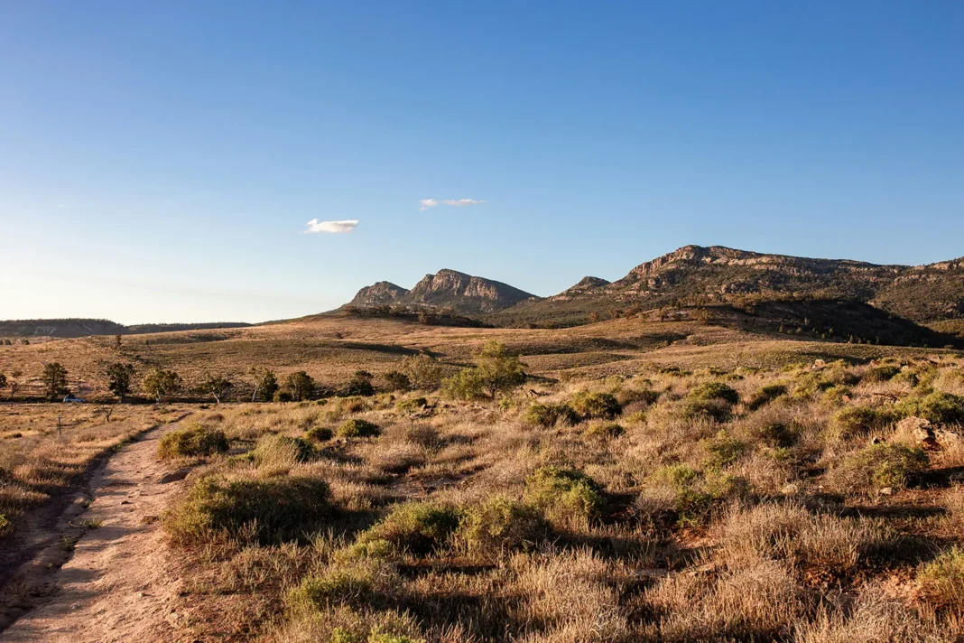Remote outback landscape in Australia showing typical off-grid camping terrain