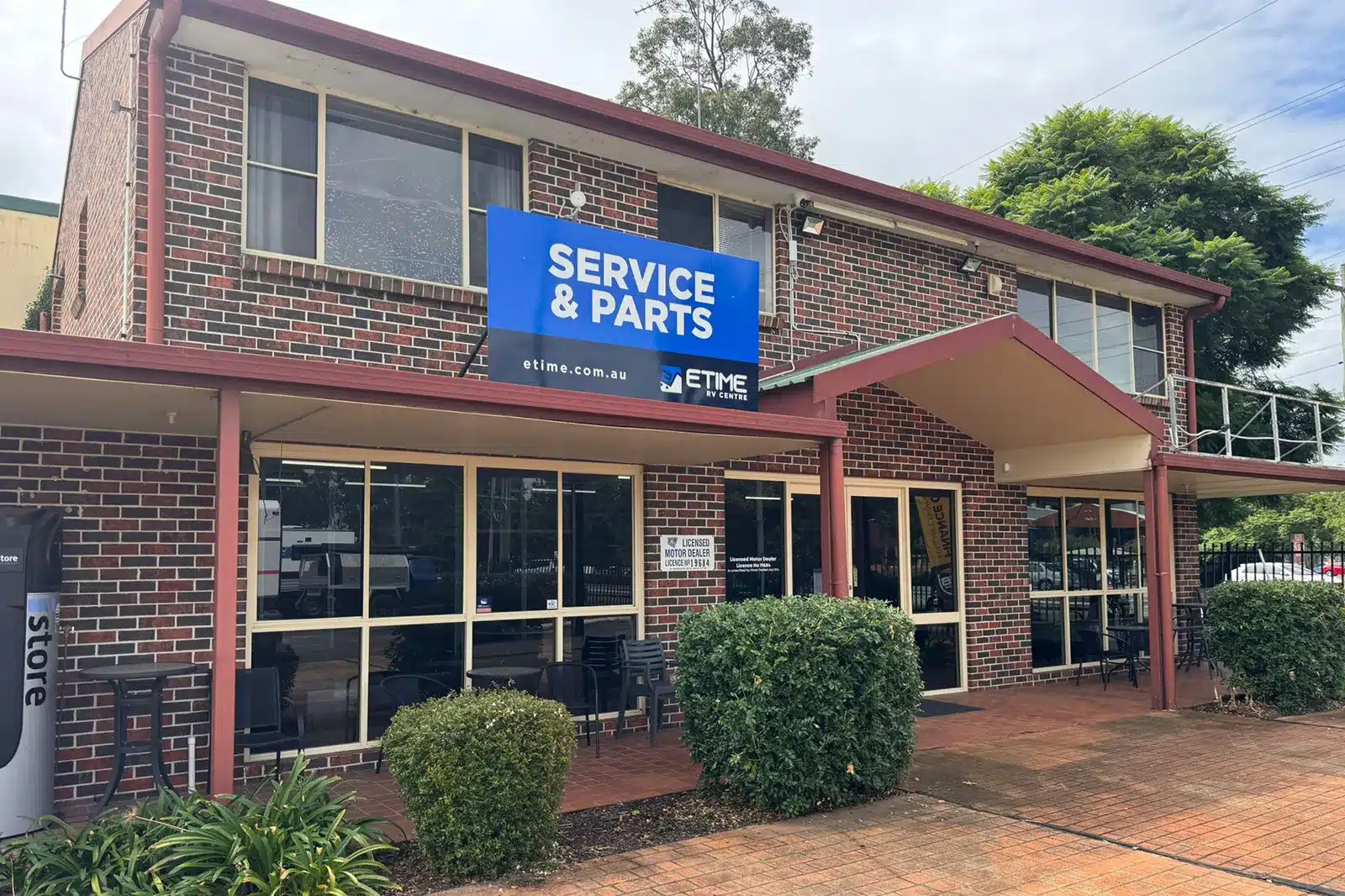 Sydney RV service and parts building in Penrith showing customer entry and workshop facilities.