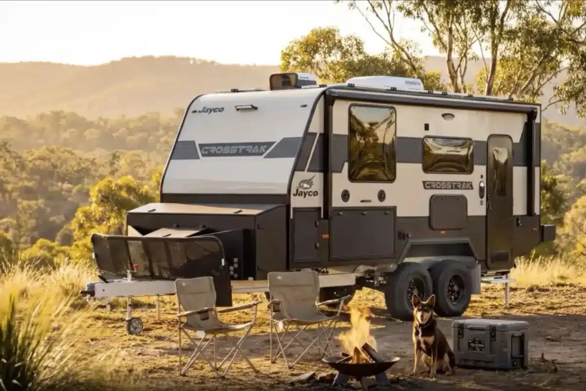 jayco CrossTrak caravan on bush camp