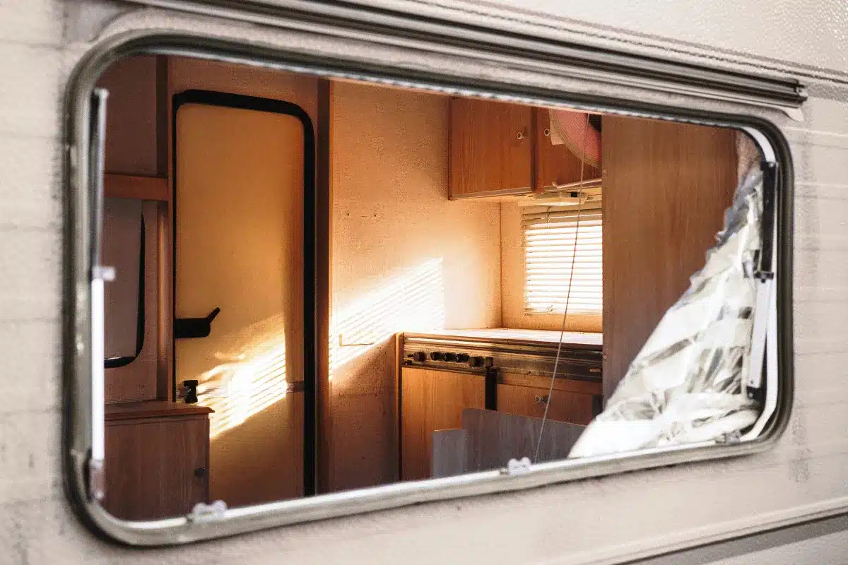 vintage caravan window kitchen