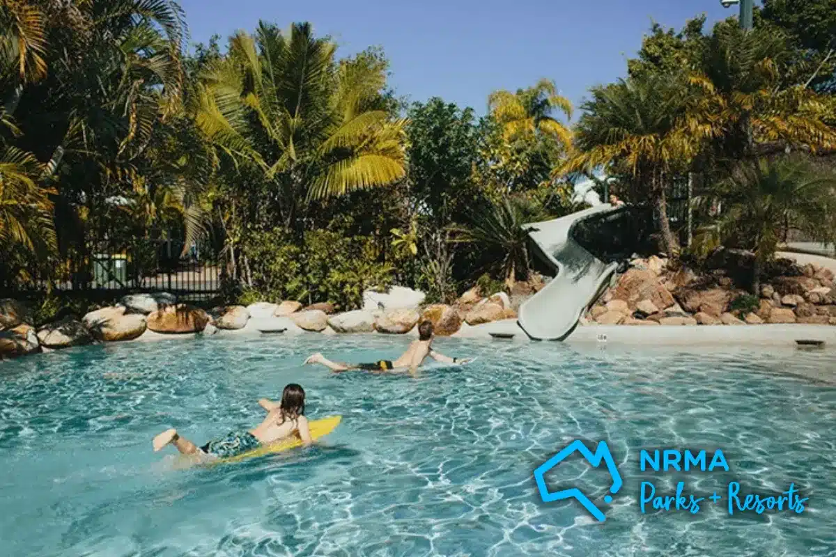 nrma park with slide and trees