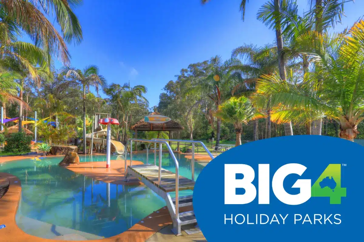 big4 caravan park with pools and trees