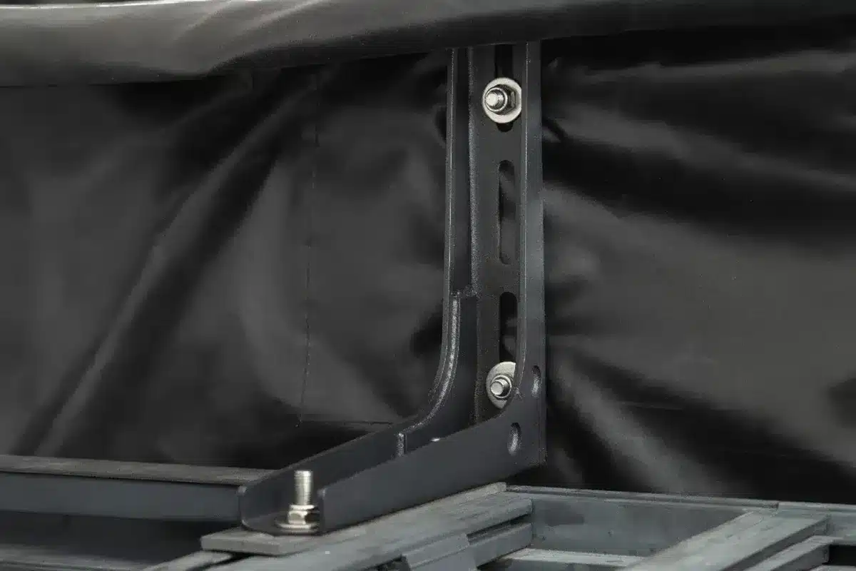 Close-up of the powder-coated mounting bracket on the Kings Plus 270 Tourer awning
