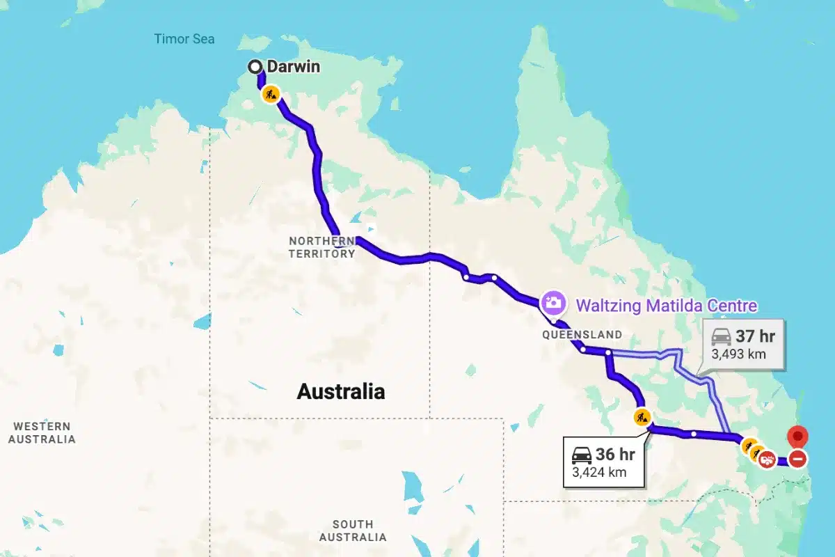 caravan route in australia map
