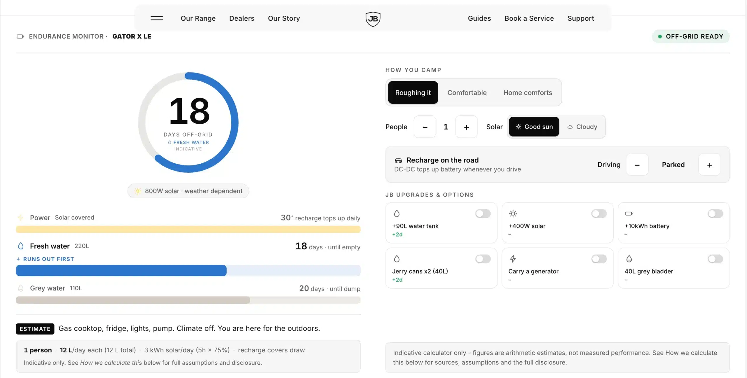 jb caravans calculator