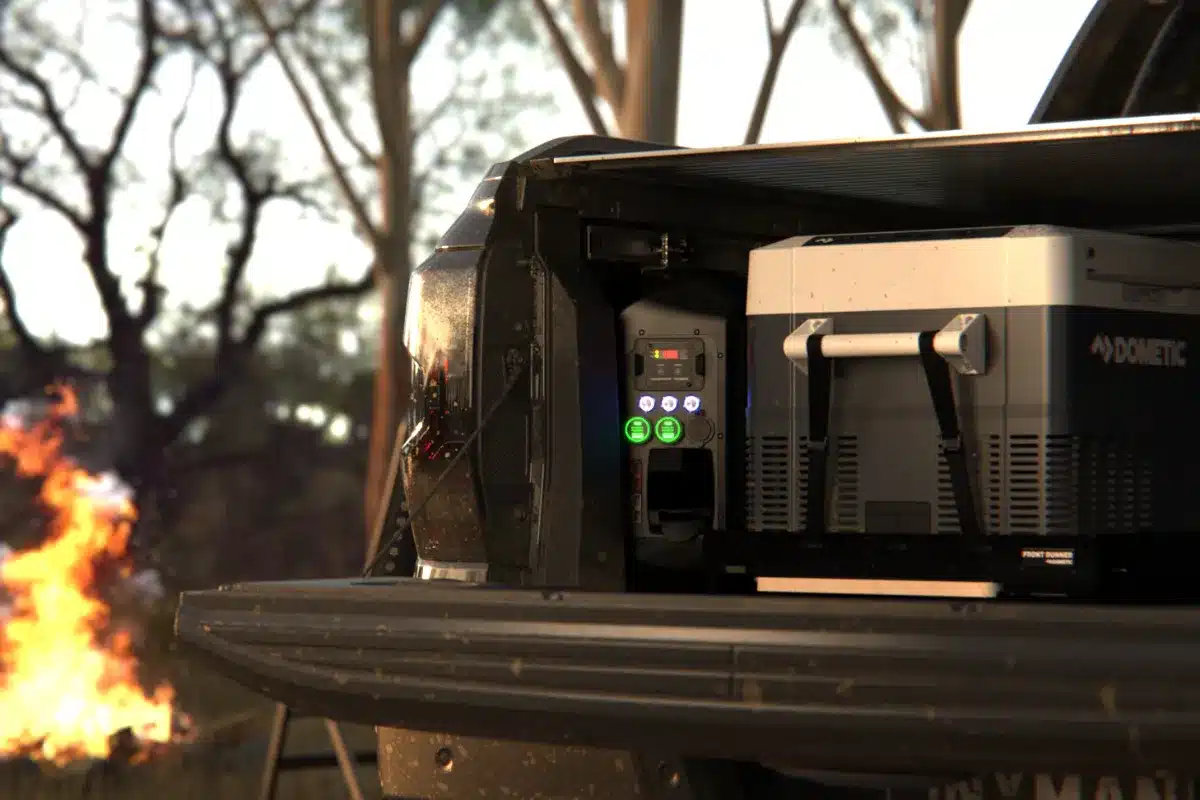 dometic journeyman installed in ute by campfire